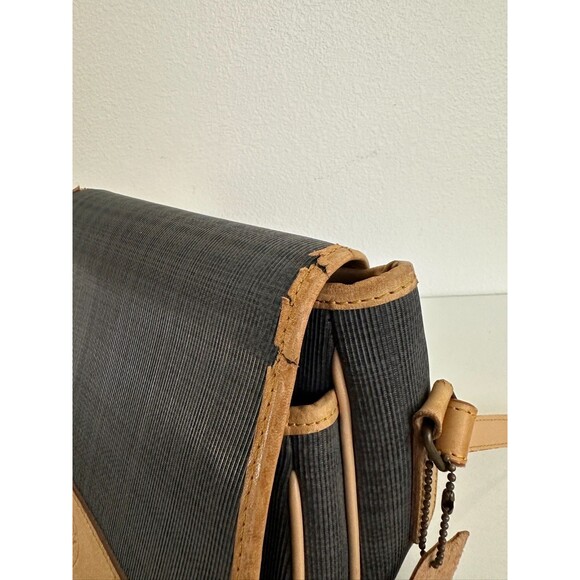 Louvier Flap Crossbody Bag Leather Gray Brown Vintage Mixed Media Adjustable - Picture 11 of 13